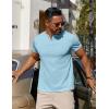 imageCOOFANDY Mens Cotton Henley TShirts Short Sleeve Button Casual Basic Tees Work Shirts with Split SideLight Blue
