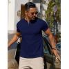 imageCOOFANDY Mens Cotton Henley TShirts Short Sleeve Button Casual Basic Tees Work Shirts with Split SideNavy Blue