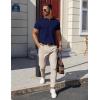 imageCOOFANDY Mens Cotton Henley TShirts Short Sleeve Button Casual Basic Tees Work Shirts with Split SideNavy Blue