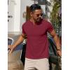 imageCOOFANDY Mens Cotton Henley TShirts Short Sleeve Button Casual Basic Tees Work Shirts with Split SideWine Red