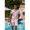 imageCOOFANDY Mens Hawaiian 2 Piece Outfits Summer Beach Matching Set Short Sleeve Floral Shirts and ShortsCoconut Tree Pink