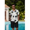 imageCOOFANDY Mens Hawaiian 2 Piece Outfits Summer Beach Matching Set Short Sleeve Floral Shirts and ShortsCoconut Tree White