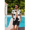 imageCOOFANDY Mens Hawaiian 2 Piece Outfits Summer Beach Matching Set Short Sleeve Floral Shirts and ShortsCoconut Tree White