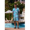 imageCOOFANDY Mens Hawaiian 2 Piece Outfits Summer Beach Matching Set Short Sleeve Floral Shirts and ShortsFlamingo Pink Blue