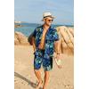 imageCOOFANDY Mens Hawaiian 2 Piece Outfits Summer Beach Matching Set Short Sleeve Floral Shirts and ShortsLeaf Green