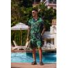 imageCOOFANDY Mens Hawaiian 2 Piece Outfits Summer Beach Matching Set Short Sleeve Floral Shirts and ShortsLeaf Green Black