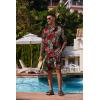 imageCOOFANDY Mens Hawaiian 2 Piece Outfits Summer Beach Matching Set Short Sleeve Floral Shirts and ShortsLeaf Green Red