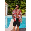 imageCOOFANDY Mens Hawaiian 2 Piece Outfits Summer Beach Matching Set Short Sleeve Floral Shirts and ShortsLeaf Red