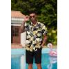 imageCOOFANDY Mens Hawaiian 2 Piece Outfits Summer Beach Matching Set Short Sleeve Floral Shirts and ShortsPalm Leaf Black