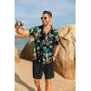 imageCOOFANDY Mens Hawaiian 2 Piece Outfits Summer Beach Matching Set Short Sleeve Floral Shirts and ShortsPineapple Leaf Black