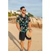 imageCOOFANDY Mens Hawaiian 2 Piece Outfits Summer Beach Matching Set Short Sleeve Floral Shirts and ShortsPineapple Leaf Black