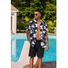 imageCOOFANDY Mens Hawaiian 2 Piece Outfits Summer Beach Matching Set Short Sleeve Floral Shirts and ShortsWhite Floral Navy
