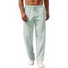 imageCOOFANDY Mens Casual Pants Drawstring Elastic Waist Pants Linen Summer Beach PantsLight Green