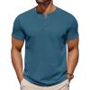 imageCOOFANDY Mens Cotton Henley TShirts Short Sleeve Button Casual Basic Tees Work Shirts with Split SideGrey Blue