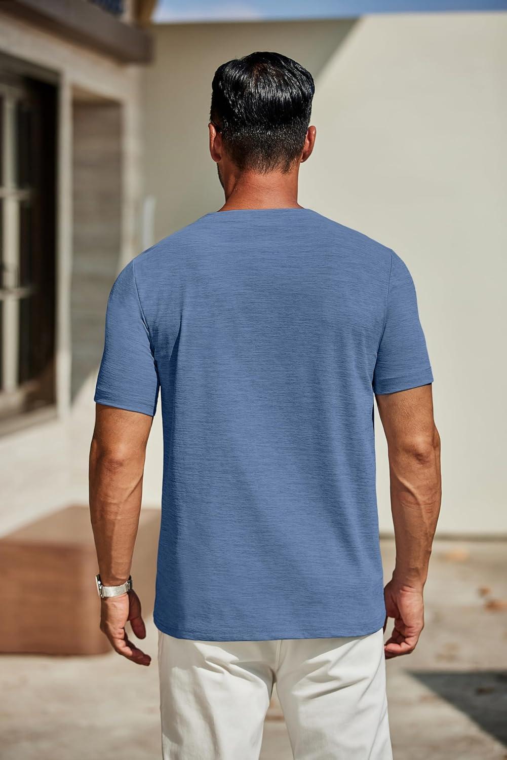 imageCOOFANDY Mens T Shirts Short Sleeve Classic V Neck TShirt Casual Summer Basic Tee ShirtDark Blue