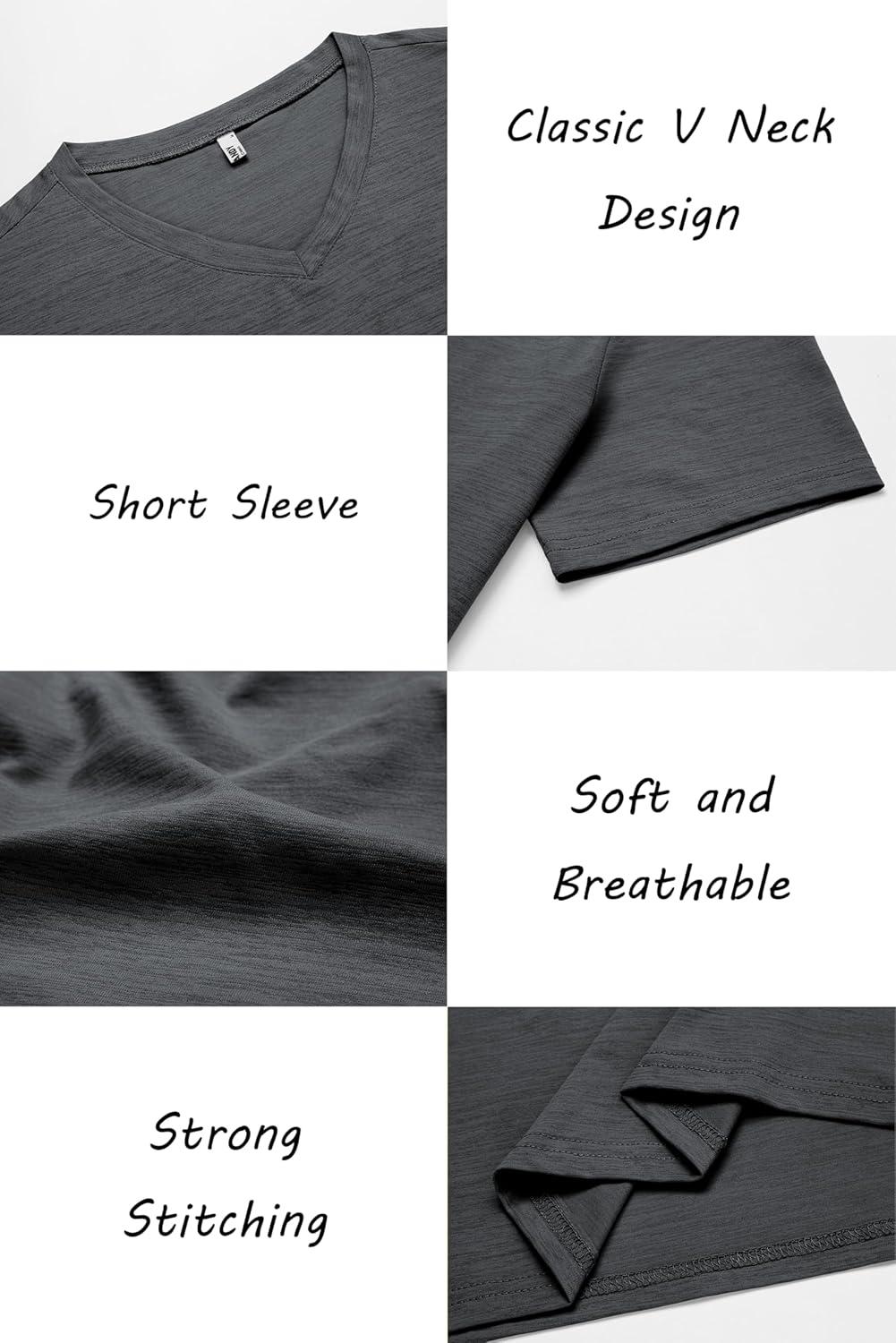 imageCOOFANDY Mens T Shirts Short Sleeve Classic V Neck TShirt Casual Summer Basic Tee ShirtDark Grey