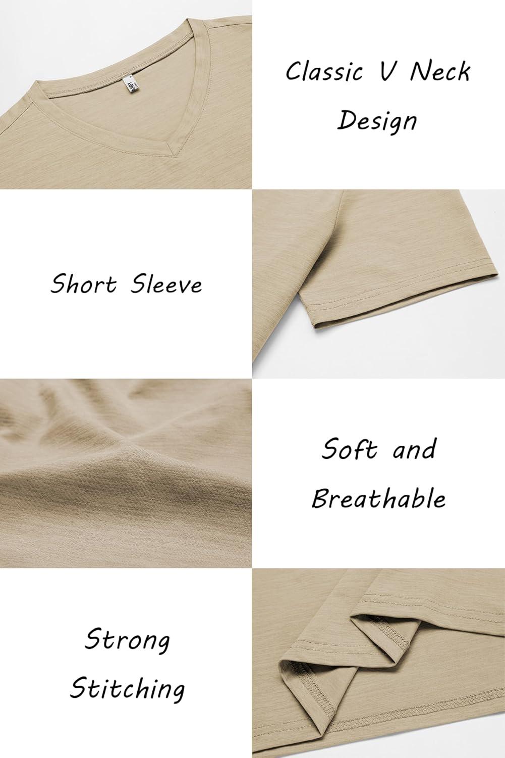 imageCOOFANDY Mens T Shirts Short Sleeve Classic V Neck TShirt Casual Summer Basic Tee ShirtKhaki
