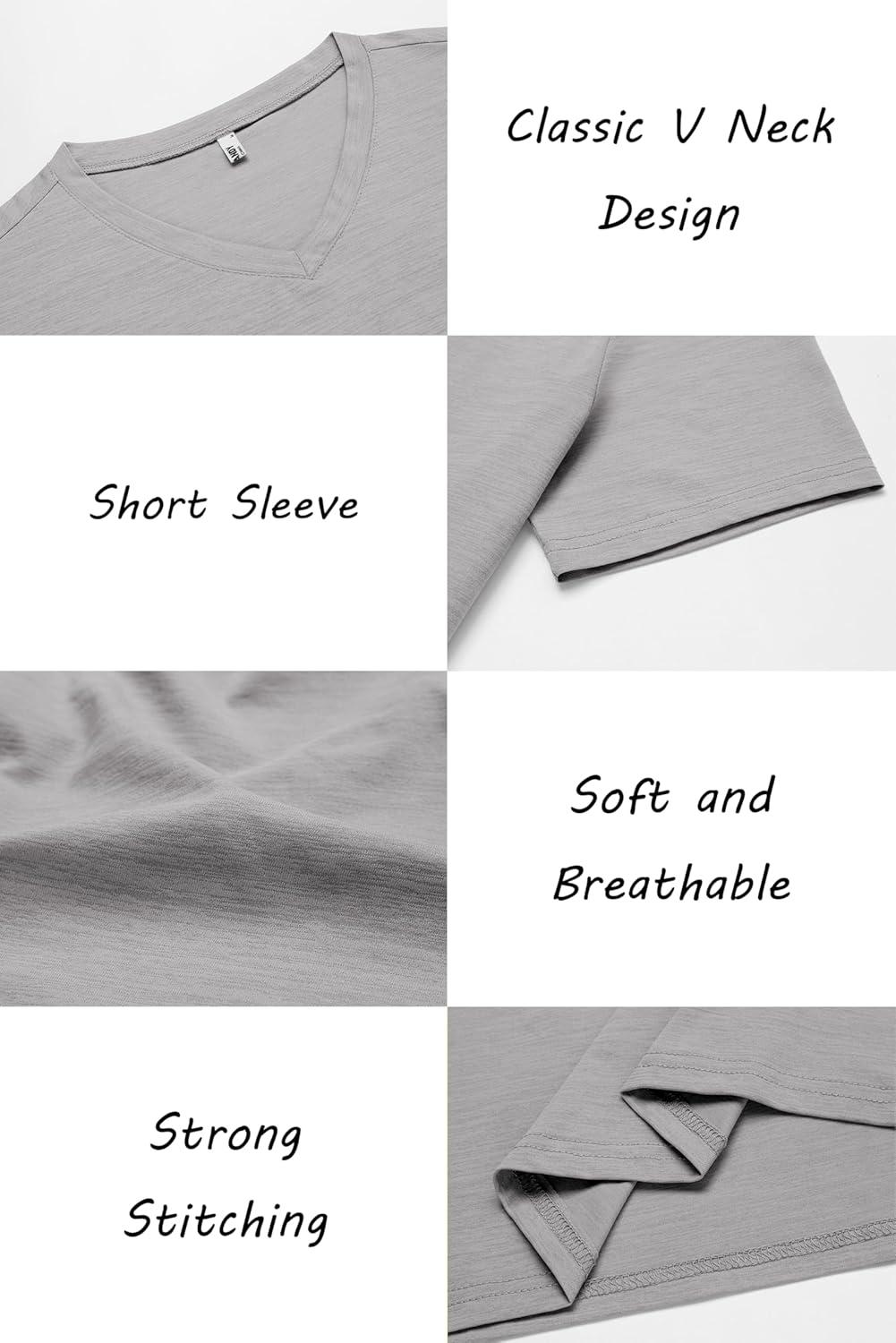 imageCOOFANDY Mens T Shirts Short Sleeve Classic V Neck TShirt Casual Summer Basic Tee ShirtLight Grey