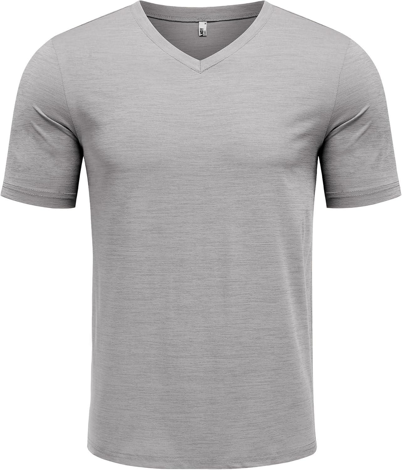 imageCOOFANDY Mens T Shirts Short Sleeve Classic V Neck TShirt Casual Summer Basic Tee ShirtLight Grey