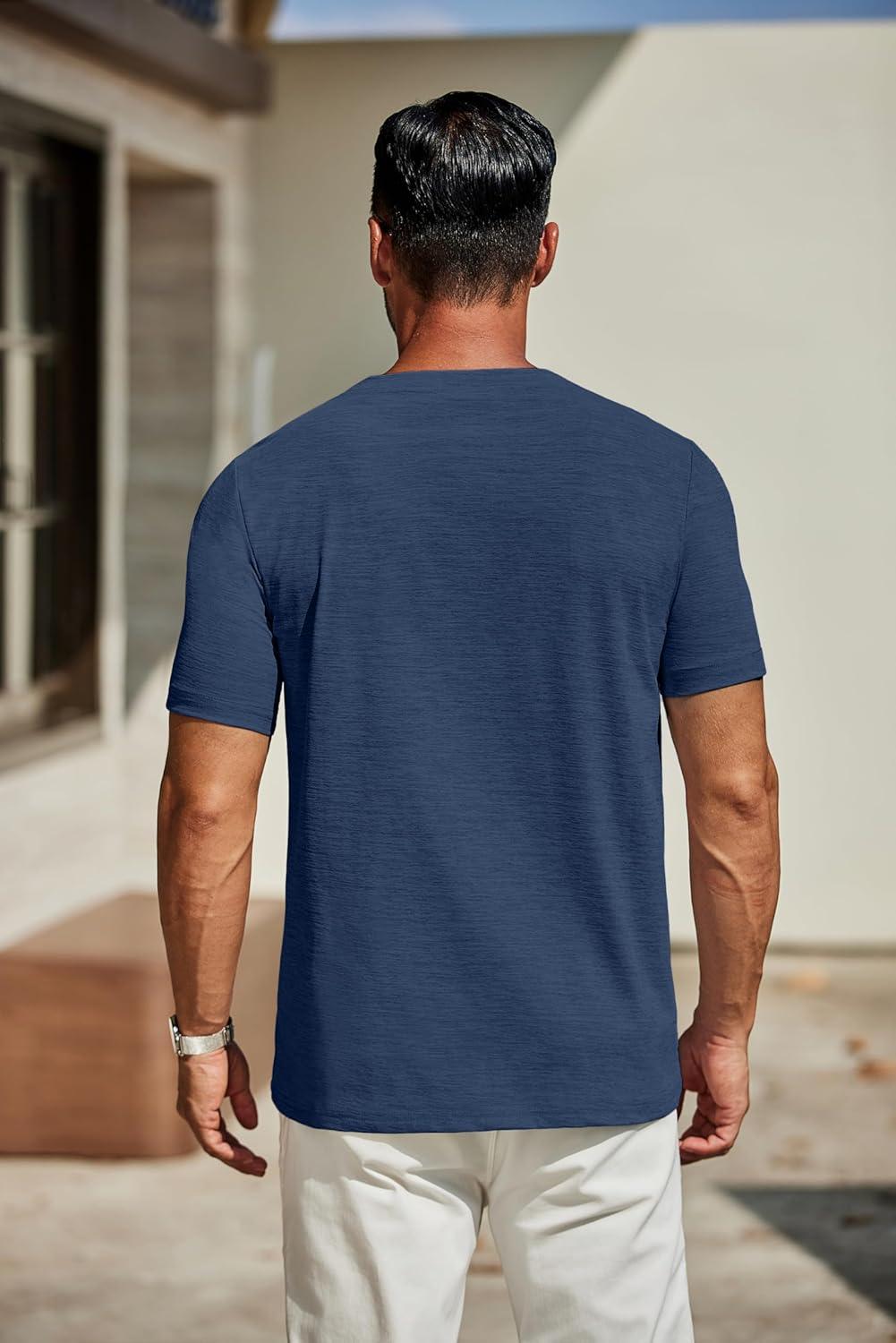 imageCOOFANDY Mens T Shirts Short Sleeve Classic V Neck TShirt Casual Summer Basic Tee ShirtNavy Blue