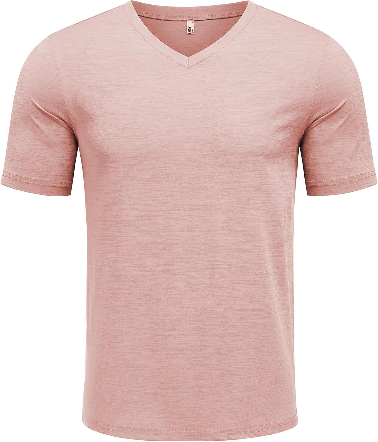 imageCOOFANDY Mens T Shirts Short Sleeve Classic V Neck TShirt Casual Summer Basic Tee ShirtPink