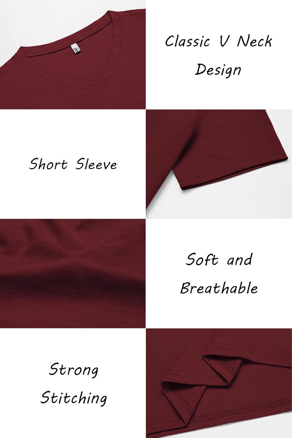 imageCOOFANDY Mens T Shirts Short Sleeve Classic V Neck TShirt Casual Summer Basic Tee ShirtWine Red