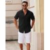 imageCOOFANDY Mens Button Down Short Sleeve Shirt Casual Cotton Summer Beach Wedding Shirts with PocketBlack