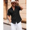 imageCOOFANDY Mens Button Down Short Sleeve Shirt Casual Cotton Summer Beach Wedding Shirts with PocketBlack