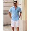 imageCOOFANDY Mens Button Down Short Sleeve Shirt Casual Cotton Summer Beach Wedding Shirts with PocketClear Blue