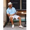 imageCOOFANDY Mens Button Down Short Sleeve Shirt Casual Cotton Summer Beach Wedding Shirts with PocketClear Blue