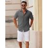 imageCOOFANDY Mens Button Down Short Sleeve Shirt Casual Cotton Summer Beach Wedding Shirts with PocketDark Grey