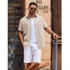 imageCOOFANDY Mens Button Down Short Sleeve Shirt Casual Cotton Summer Beach Wedding Shirts with PocketKhaki