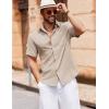 imageCOOFANDY Mens Button Down Short Sleeve Shirt Casual Cotton Summer Beach Wedding Shirts with PocketKhaki