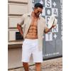 imageCOOFANDY Mens Button Down Short Sleeve Shirt Casual Cotton Summer Beach Wedding Shirts with PocketKhaki