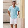 imageCOOFANDY Mens Button Down Short Sleeve Shirt Casual Cotton Summer Beach Wedding Shirts with PocketLight Blue