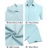 imageCOOFANDY Mens Button Down Short Sleeve Shirt Casual Cotton Summer Beach Wedding Shirts with PocketLight Blue