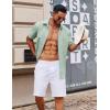 imageCOOFANDY Mens Button Down Short Sleeve Shirt Casual Cotton Summer Beach Wedding Shirts with PocketLight Green