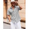 imageCOOFANDY Mens Button Down Short Sleeve Shirt Casual Cotton Summer Beach Wedding Shirts with PocketLight Grey