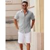 imageCOOFANDY Mens Button Down Short Sleeve Shirt Casual Cotton Summer Beach Wedding Shirts with PocketLight Grey