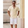 imageCOOFANDY Mens Button Down Short Sleeve Shirt Casual Cotton Summer Beach Wedding Shirts with PocketLight Khaki