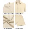 imageCOOFANDY Mens Button Down Short Sleeve Shirt Casual Cotton Summer Beach Wedding Shirts with PocketLight Khaki