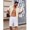 imageCOOFANDY Mens Button Down Short Sleeve Shirt Casual Cotton Summer Beach Wedding Shirts with PocketLight Khaki