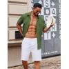 imageCOOFANDY Mens Button Down Short Sleeve Shirt Casual Cotton Summer Beach Wedding Shirts with PocketOlive Green