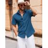 imageCOOFANDY Mens Button Down Short Sleeve Shirt Casual Cotton Summer Beach Wedding Shirts with PocketSea Blue
