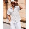 imageCOOFANDY Mens Button Down Short Sleeve Shirt Casual Cotton Summer Beach Wedding Shirts with PocketWhite