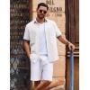 imageCOOFANDY Mens Button Down Short Sleeve Shirt Casual Cotton Summer Beach Wedding Shirts with PocketWhite