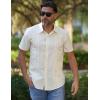 imageCOOFANDY Mens Cuban Guayabera Shirt Short Sleeve Button Down Shirts Summer Beach Vacation ShirtsBeige