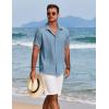 imageCOOFANDY Mens Cuban Guayabera Shirt Short Sleeve Button Down Shirts Summer Beach Vacation ShirtsDenim Blue