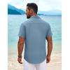 imageCOOFANDY Mens Cuban Guayabera Shirt Short Sleeve Button Down Shirts Summer Beach Vacation ShirtsDenim Blue