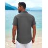 imageCOOFANDY Mens Cuban Guayabera Shirt Short Sleeve Button Down Shirts Summer Beach Vacation ShirtsGray